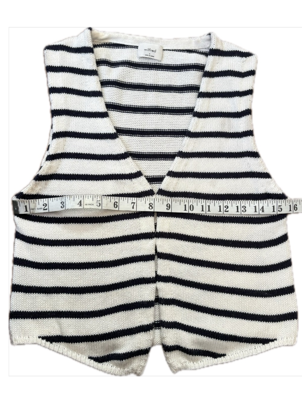 Aritzia Wilfred Basque Black White Striped Knit Sweater Vest Size Small - Picture 7 of 10